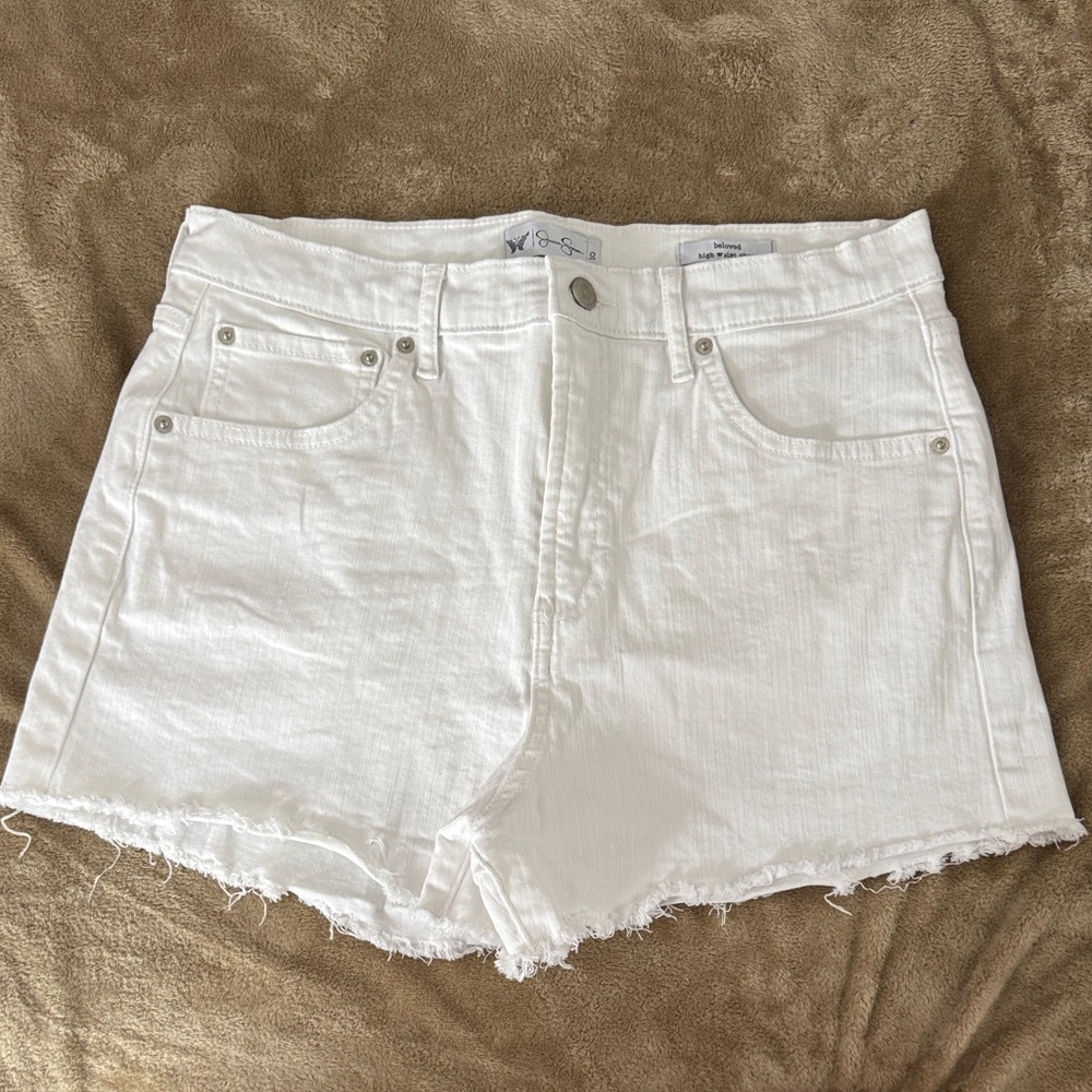 Jessica Simpson White Denim Cutoff Shorts - high waist shorts